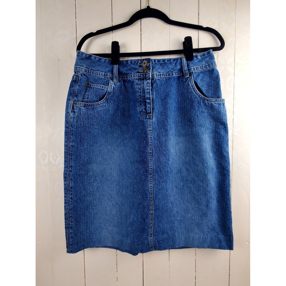 Christopher & Banks Womens Denim Midi Skirt Medium Wash Blue Size 12